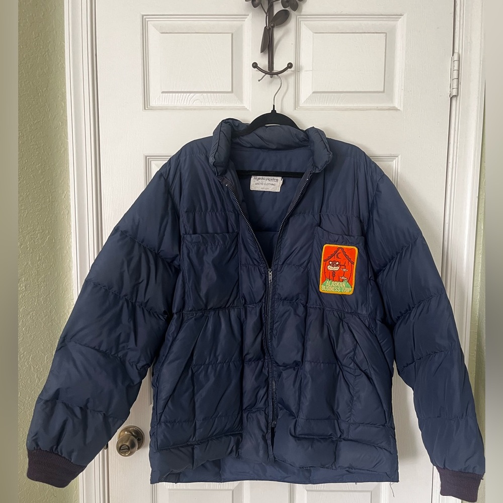 Vintage Alyeska Pipeline Arctic Clothing Goose Down Coat Mens Size XL